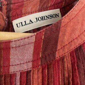 Ulla Johnson Abigail Puff Sleeve Midi Dress Red Stripe